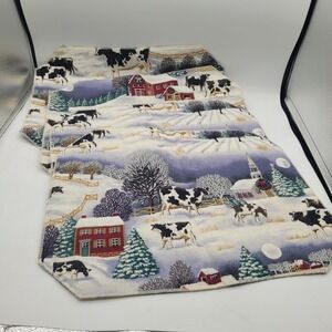 Farm Milk Cow Winter Setting Placemats‎ 4 PCS Washable